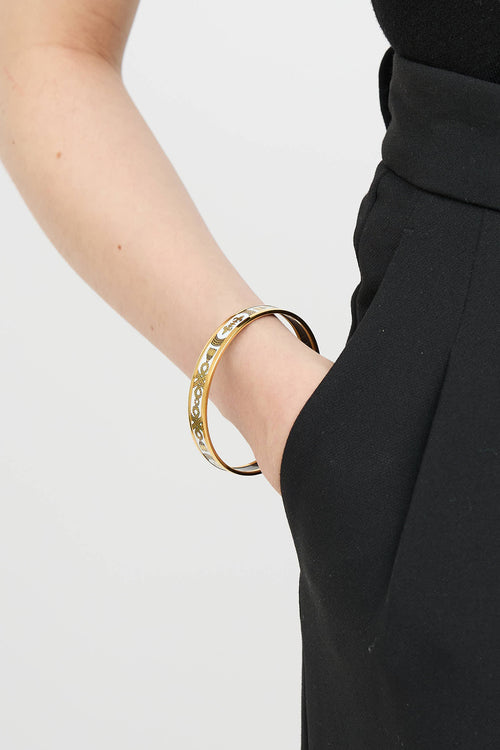 Hermès White Grand Apparat Narrow Bangle