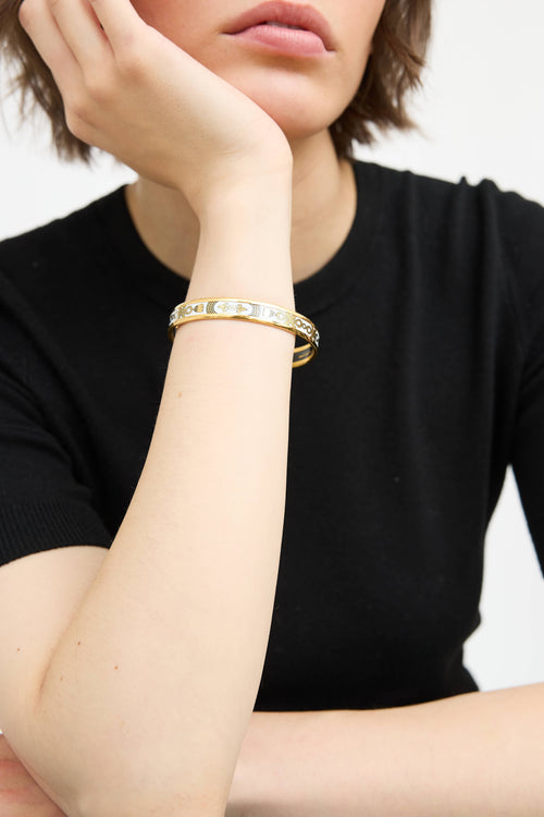 Hermès White Grand Apparat Narrow Bangle