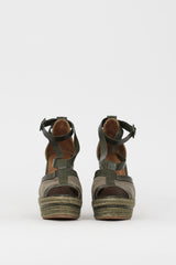 Hermès Green Canvas & Leather Ibiza Espadrille Wedge