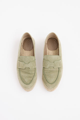 Hermès Green Suede Espadrille Loafer