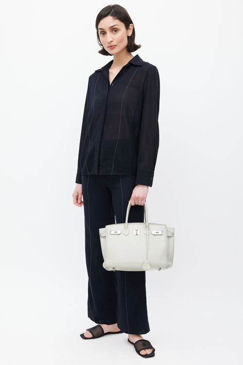 Hermès 2013 Pearl Grey Clemence Leather & Silver Birkin 30 Bag