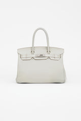 Hermès 2013 Pearl Grey Clemence Leather & Silver Birkin 30 Bag