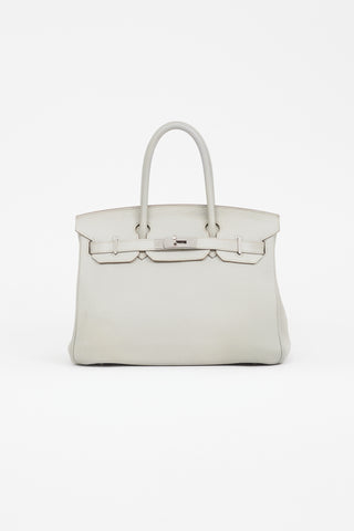 Hermès 2013 Pearl Grey Clemence Leather & Silver Birkin 30 Bag