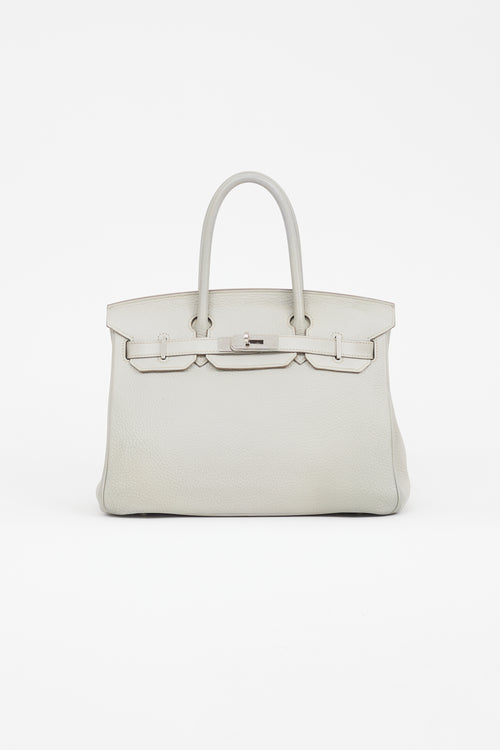 Hermès 2013 Pearl Grey Clemence Leather & Silver Birkin 30 Bag