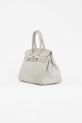 Hermès 2013 Pearl Grey Clemence Leather & Silver Birkin 30 Bag