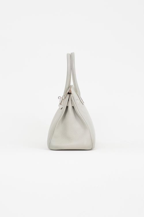 Hermès 2013 Pearl Grey Clemence Leather & Silver Birkin 30 Bag