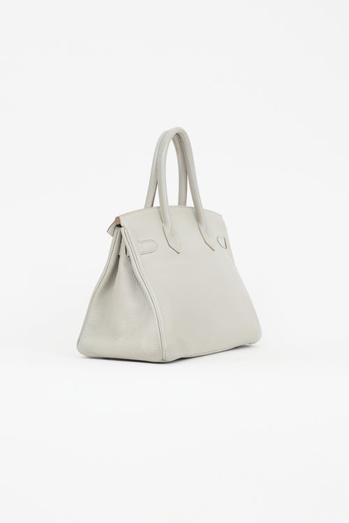 Hermès 2013 Pearl Grey Clemence Leather & Silver Birkin 30 Bag