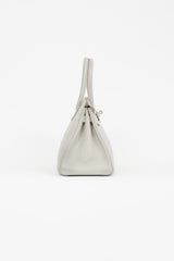 Hermès 2013 Pearl Grey Clemence Leather & Silver Birkin 30 Bag