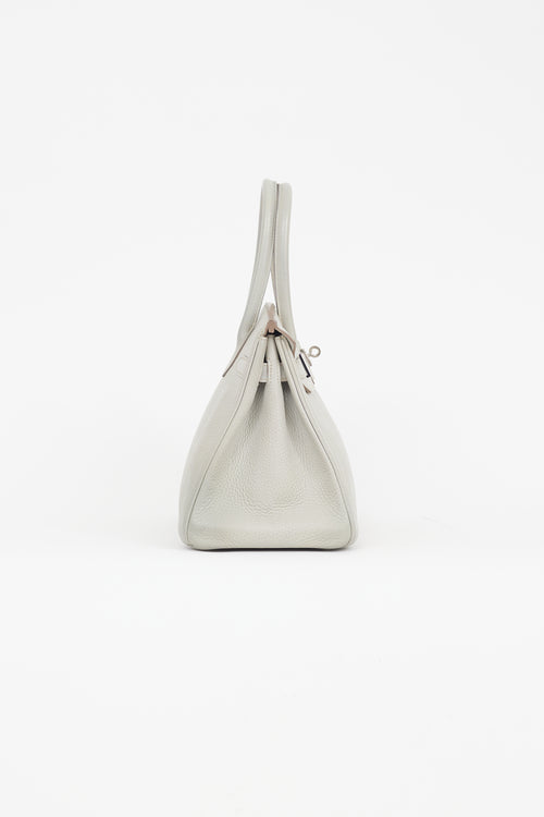Hermès 2013 Pearl Grey Clemence Leather & Silver Birkin 30 Bag