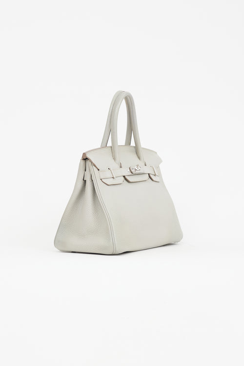 Hermès 2013 Pearl Grey Clemence Leather & Silver Birkin 30 Bag