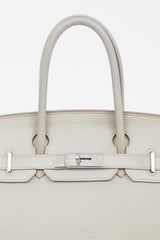 Hermès 2013 Pearl Grey Clemence Leather & Silver Birkin 30 Bag