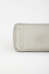 Hermès 2013 Pearl Grey Clemence Leather & Silver Birkin 30 Bag