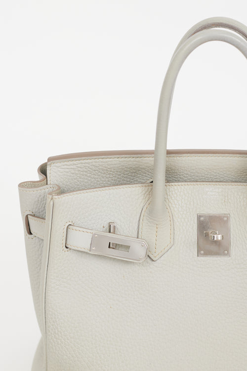 Hermès 2013 Pearl Grey Clemence Leather & Silver Birkin 30 Bag