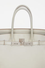 Hermès 2013 Pearl Grey Clemence Leather & Silver Birkin 30 Bag