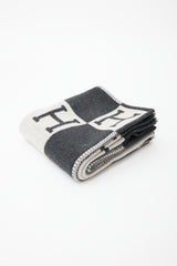 Hermès Grey Cashmere & Merino Wool Avalon Throw Blanket