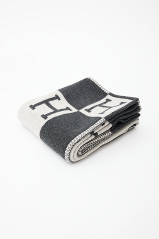 Hermès Grey Cashmere & Merino Wool Avalon Throw Blanket
