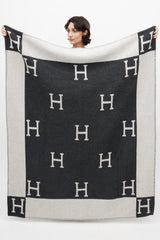 Hermès Grey Cashmere & Merino Wool Avalon Throw Blanket