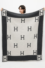 Hermès Grey Cashmere & Merino Wool Avalon Throw Blanket