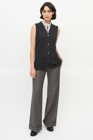 Hermès Grey Cashmere Ribbed Vest