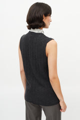Hermès Grey Cashmere Ribbed Vest