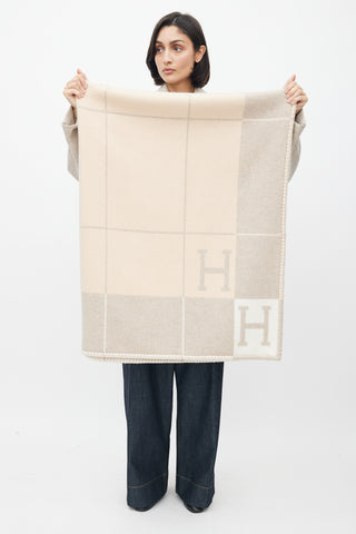 Hermès Grey & Cream Avalon III Throw Blanket