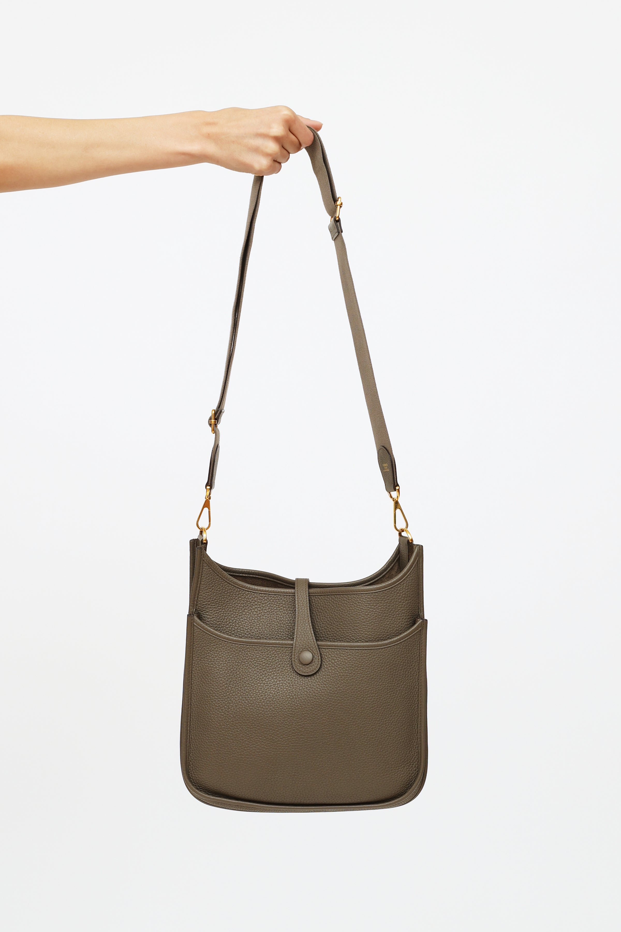 Hermès // Vert De Gris Clemence Leather Evelyne III 29 Bag – VSP
