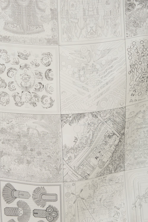 Hermès 2023 Special Edition Grey Silk 16 Carrés 60 Scarf