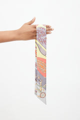 Hermès Grey & Multi Silk Festival des Amazones Print Twilly Scarf