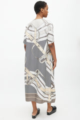 Hermès Grey Silk Print Oversized Tunic Dress