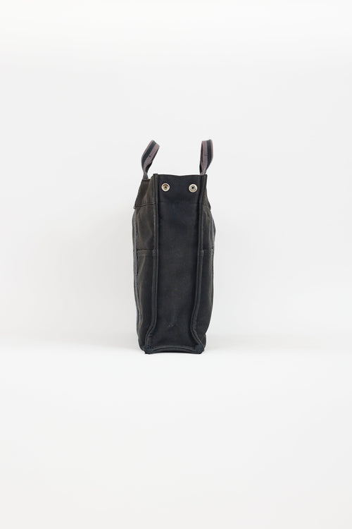 Hermès 2000s Grey & Black Toile Herline Fourre Tout MM Bag