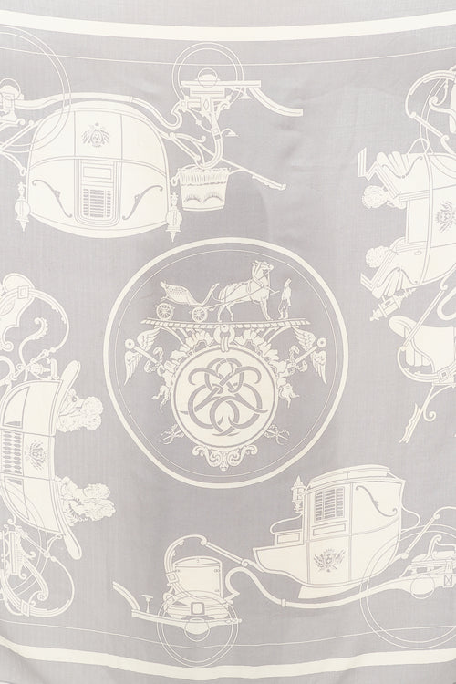 Hermes Grey & White Ex-Libris Scarf