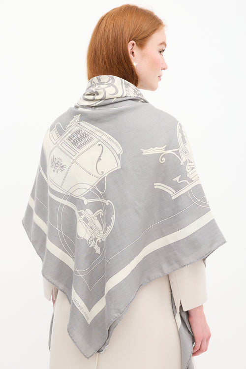 Grey & White Cashmere Ex-Libris Scarf