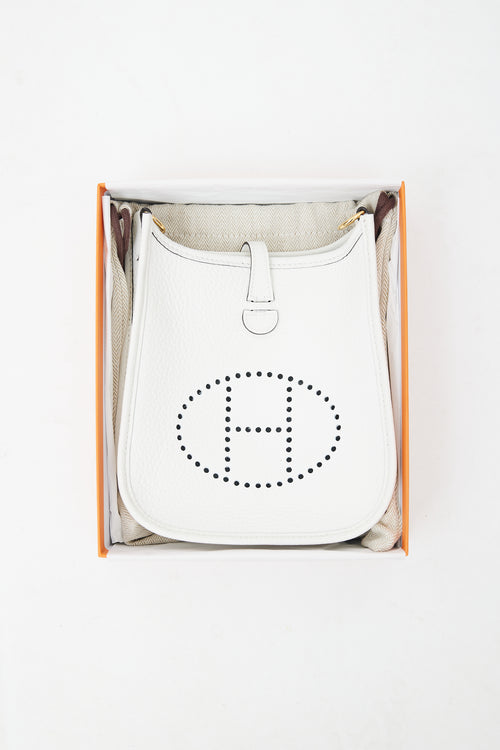 Hermès 2024 New White Clemence Evelyne TPM 16 Bag
