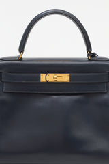 Hermès Vintage Indigo Box Kelly Retourne 28 Bag