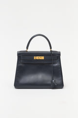 Hermès Vintage Indigo Box Kelly Retourne 28 Bag