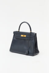 Hermès Vintage Indigo Box Kelly Retourne 28 Bag