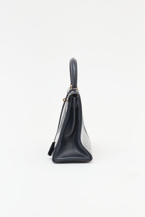 Hermès Vintage Indigo Box Kelly Retourne 28 Bag