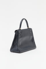 Hermès Vintage Indigo Box Kelly Retourne 28 Bag