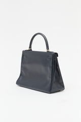 Hermès Vintage Indigo Box Kelly Retourne 28 Bag