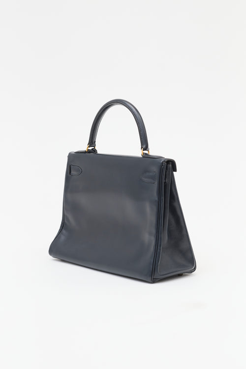 Hermès Vintage Indigo Box Kelly Retourne 28 Bag