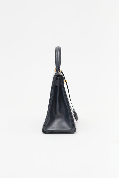 Hermès Vintage Indigo Box Kelly Retourne 28 Bag