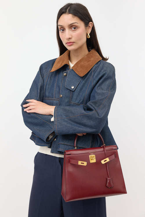 Hermès Vintage Rouge H Box Kelly Sellier 28 Bag