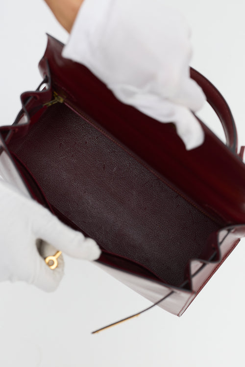 Hermès Vintage Rouge H Box Kelly Sellier 28 Bag
