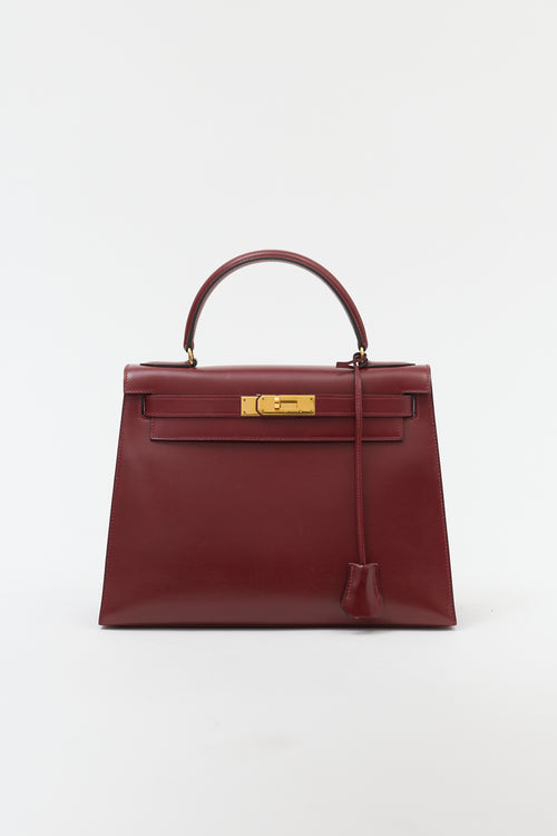 Hermès Vintage Rouge H Box Kelly Sellier 28 Bag