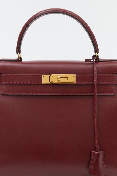 Hermès Vintage Rouge H Box Kelly Sellier 28 Bag