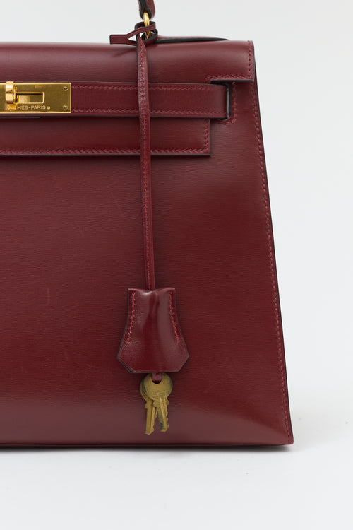 Hermès Vintage Rouge H Box Kelly Sellier 28 Bag