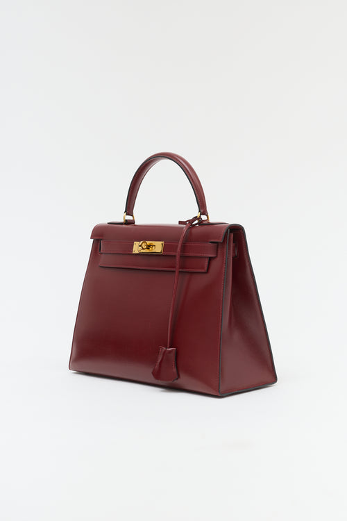 Hermès Vintage Rouge H Box Kelly Sellier 28 Bag