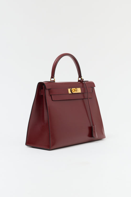 Hermès Vintage Rouge H Box Kelly Sellier 28 Bag