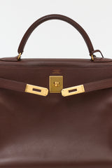 Hermès 1991 Brown Courchevel Kelly Retourne 32 Bag