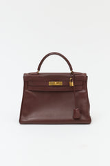 Hermès 1991 Brown Courchevel Kelly Retourne 32 Bag